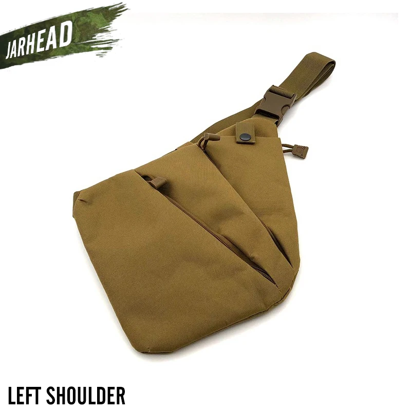 TAN-LeftShoulder Мужские компактные водонепроницаемые нейлоновые сумки через плечо на одно плечо, мужская сумка-мессенджер, скрытая Противоугонная нагрудная сумка, городские сумки для бега - Цвет: TAN-LeftShoulder