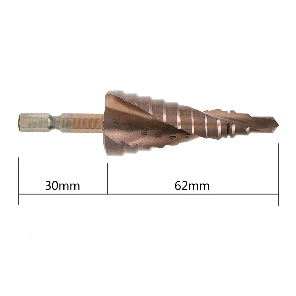HSS Co Cobalt Titanium Metal Spiral Grooved Step Drill Bits Hole Cutter 1/4&quot Hex Shank Cone Drilling 6-24mm Saw M35 | Инструменты