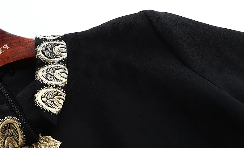 Повседневное Vestidos Цветок Птица Золотой платье с вышивкой Для женщин 2018 Весна