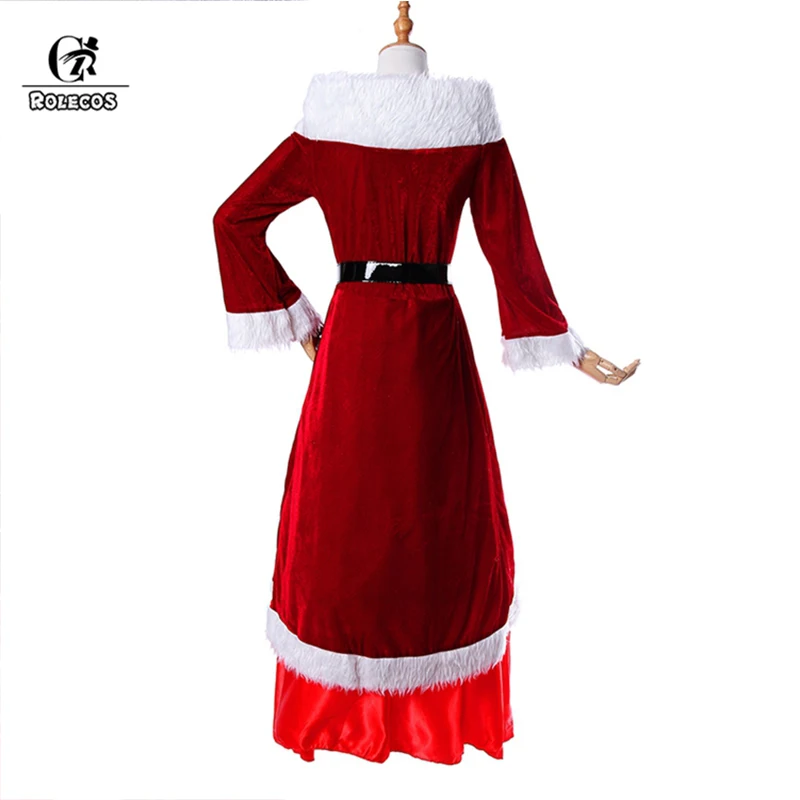 ROLECOS Рождественский костюм для косплея женский Санта Клауса сексуальное длинное