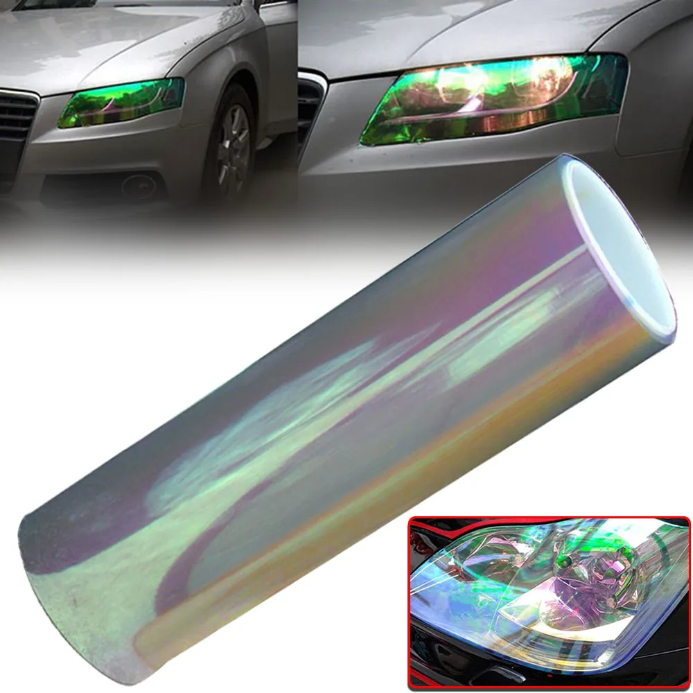Украшение для автомобиля, 1 шт., 1" x 78", хамелеон, прозрачный автомобильный головной светильник, задний/противотуманный светильник, виниловая пленка, УФ-защита