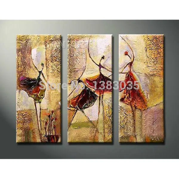 

Handmade Oil Painting Picture Dance Modern 3 Piece Abstract Canvas Art Wall Decor Home Sets