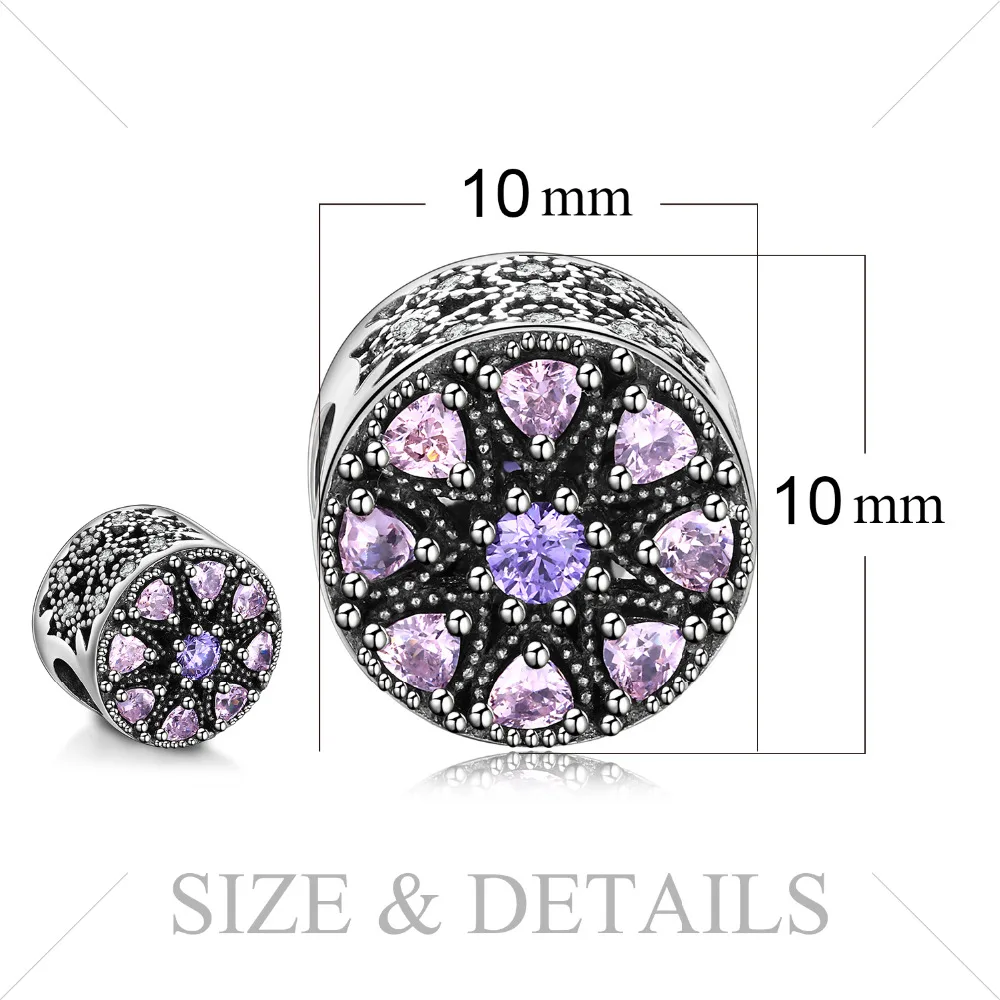 Jewelrypalace 925 Sterling Silver kaleidoscope Purple Murano Glass Cubic Zirconia Beads Charms Fit Bracelets Gift For Women | Украшения и