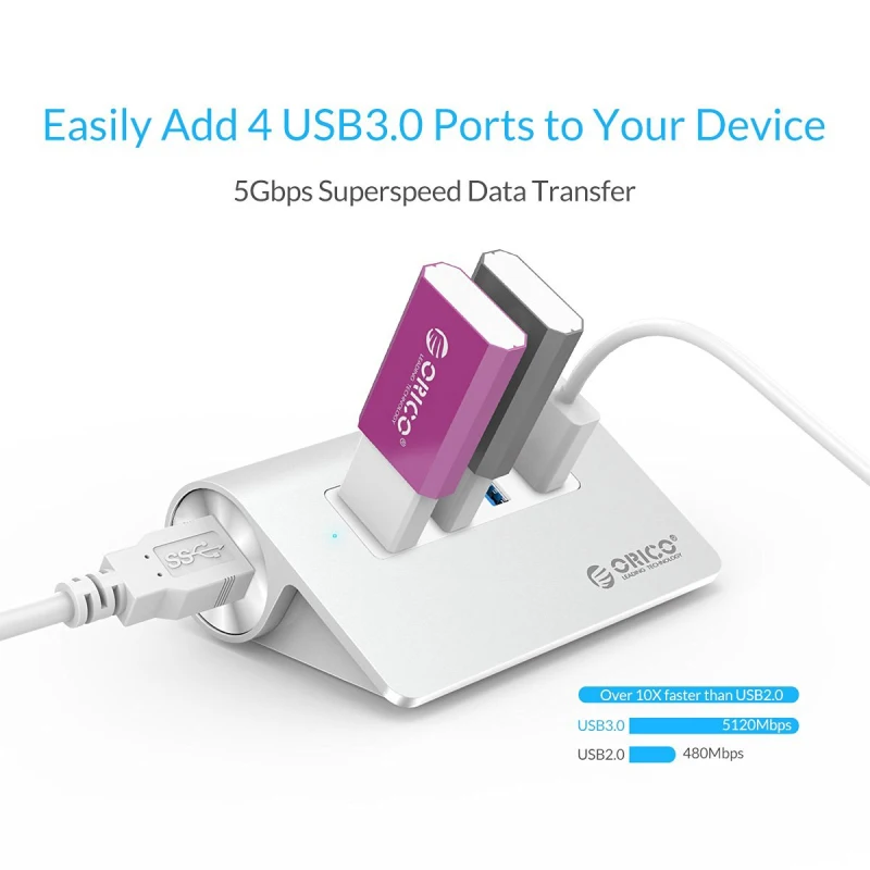 ORICO алюминиевый 4 порта 3 0 концентратор Высокоскоростной мини USB разветвитель