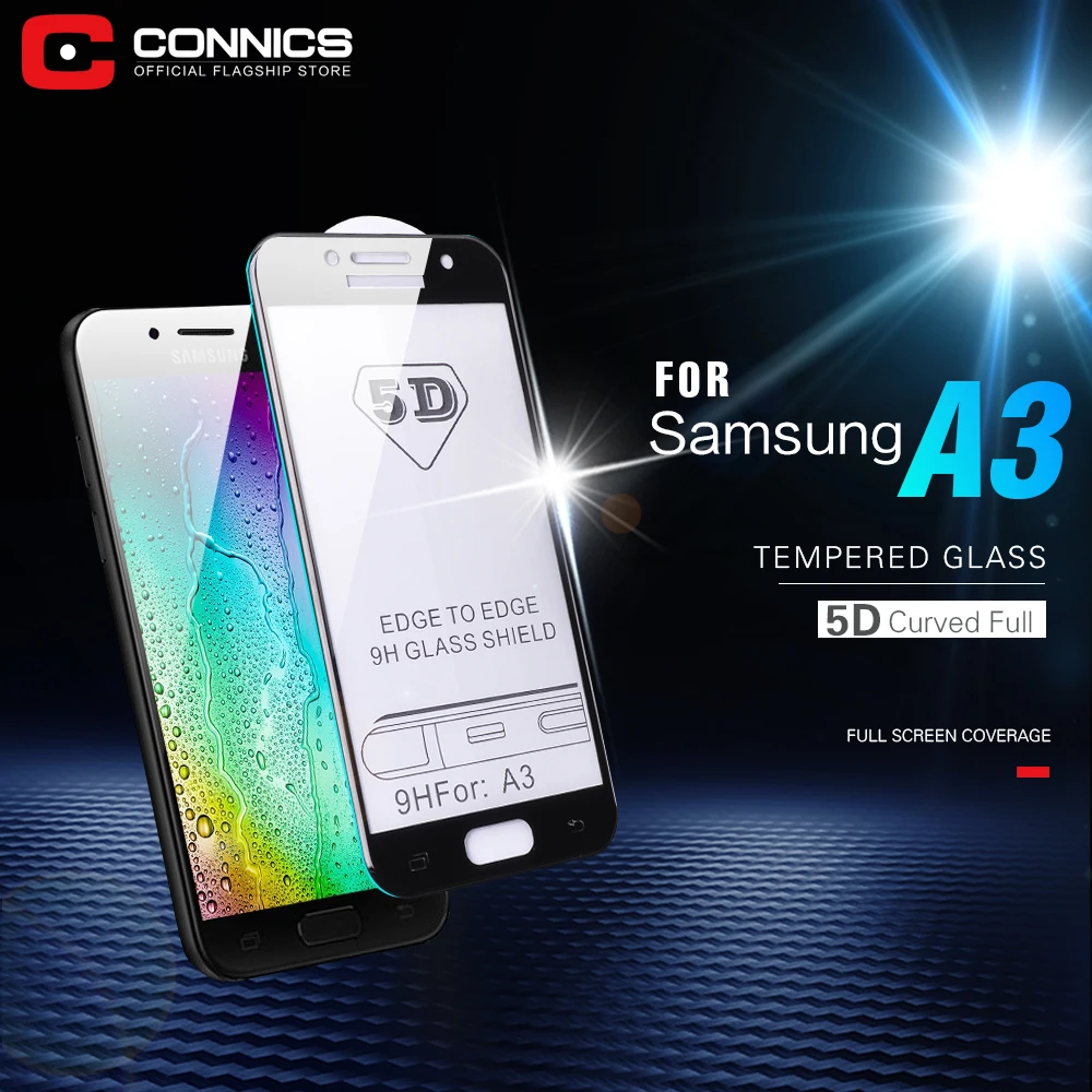 Connics 3D полное покрытие закаленное Стекло для Samsung Galaxy A3 2017 5D обновление защитный