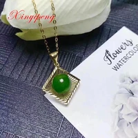 xin yi peng 18 k yellow gold inlaid natural jade pendant women beautiful and easy
