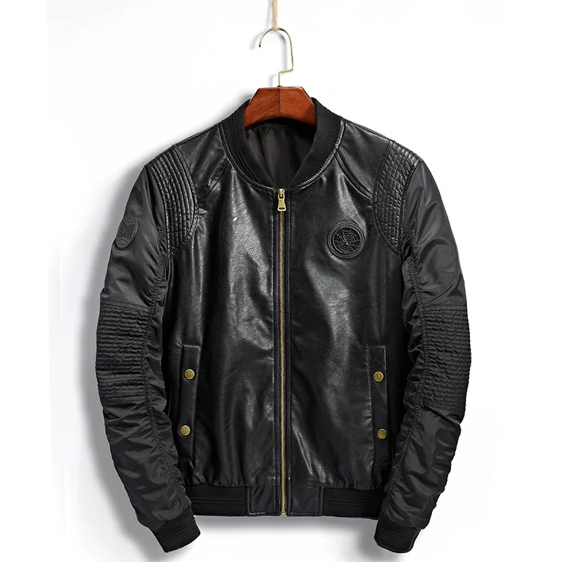 Мужские кожаные куртки мотоциклетная верхняя одежда летные LBZ73 2019 | Мужская