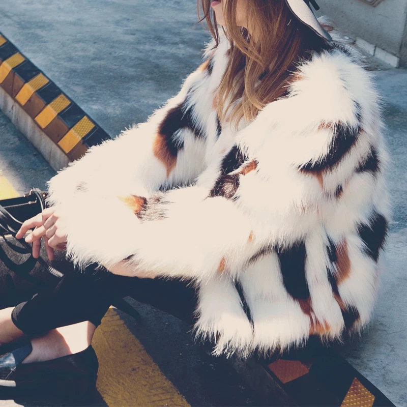 Элегантное пушистое пальто из искусственного меха женское теплое с длинным