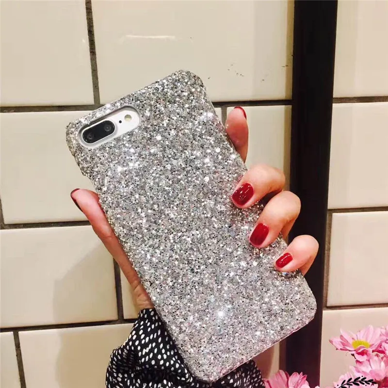 SILVER Роскошный блестящий Блестящий блестящий чехол s для iPhone 11 Pro Max XR X XS MAX 6 6S 7 Plus 8plus PC Твердый чехол-накладка на заднюю панель - Цвет: SILVER