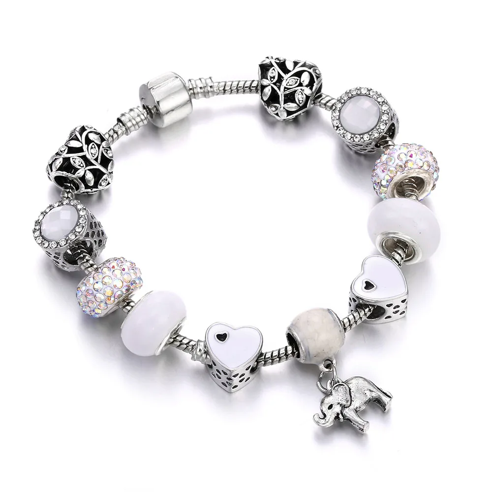 11 Queen Jewelry Femme DIY бусины браслеты и браслеты браслет с подвесками Серебряный кулон браслеты для женщин Подарки для свадьбы Винтаж - Окраска металла: 11