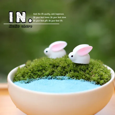 Домашний микро садовый декор милый стол с длинными ушами кролики животные модель