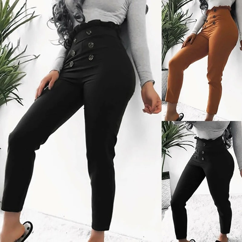 

2021 women's Leggings Fashion Latest Design Button Hot Casual Leggings High Quality Solid Color Slim Legging Feminina Clothing