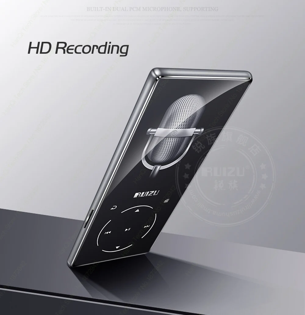 RUIZU D16 Metal Bluetooth MP3 Player Portable Audio 8GB Music Player with Built-in Speaker FM Radio,Recorder,E-Book,Video Player