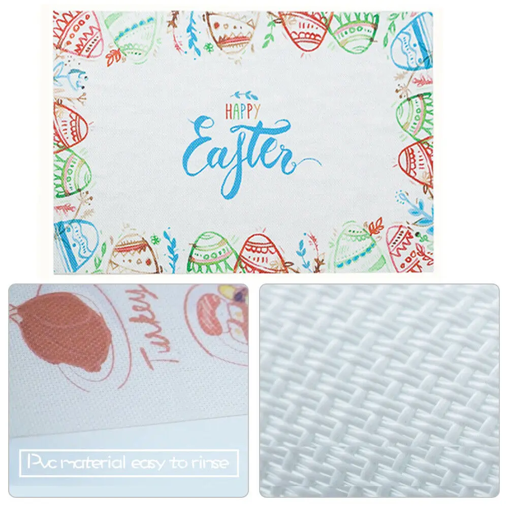 Креативный тканевый коврик с рисунком Пасхальных Кроликов и яиц Настольный