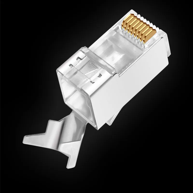 Cat6a Cat7 RJ45 штекер Экранированный FTP 8P8C сетевые разъемы 50u позолоченный для кабеля