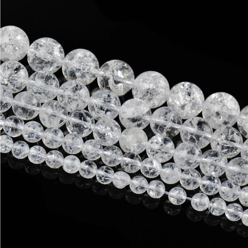 

Top Quality Natural Stone Beads Round White Popcorn Crystal Stone Loose Beads For Diy Jewelry Making Bracelet 4/6/8/10/12mm 15"
