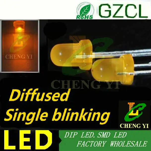 Яркий светодиод 1 5 Гц мигание 3 мм диффузный чистый зеленый одиночный dip led 90