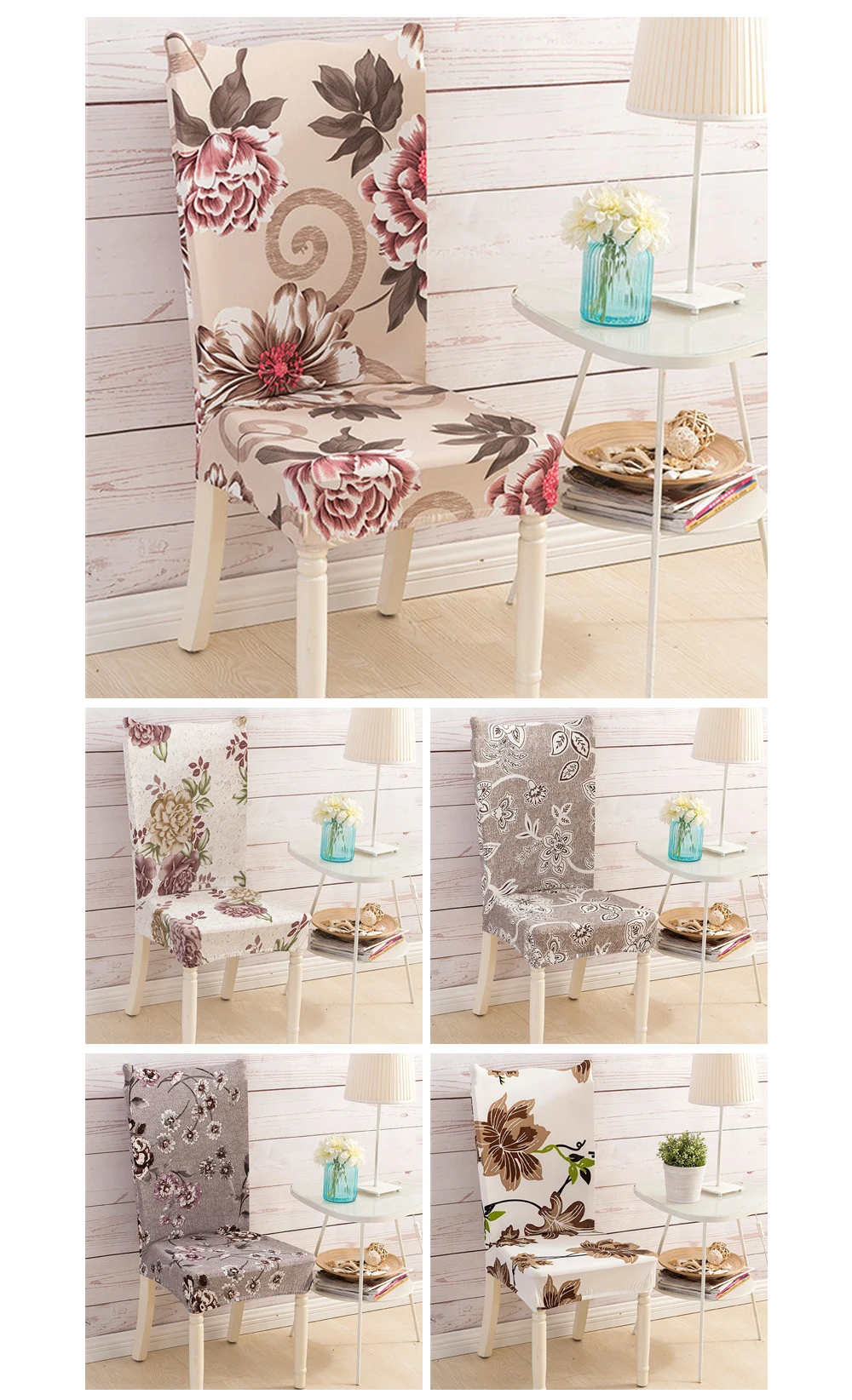 Hyha Floral Letter Dining Chair Cover Spandex Elastic Anti-dirty Slipcovers Protector Stretch Removable Hotel Kitchen Seat Case