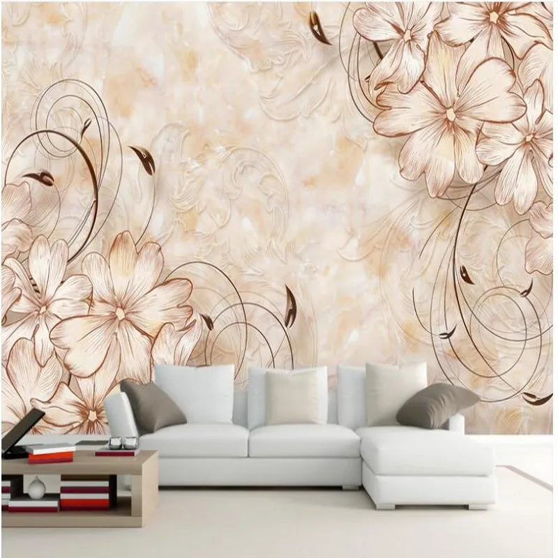 Wellyu индивидуальные большие фрески Европейский тонкий узор гостиная Мрамор ТВ
