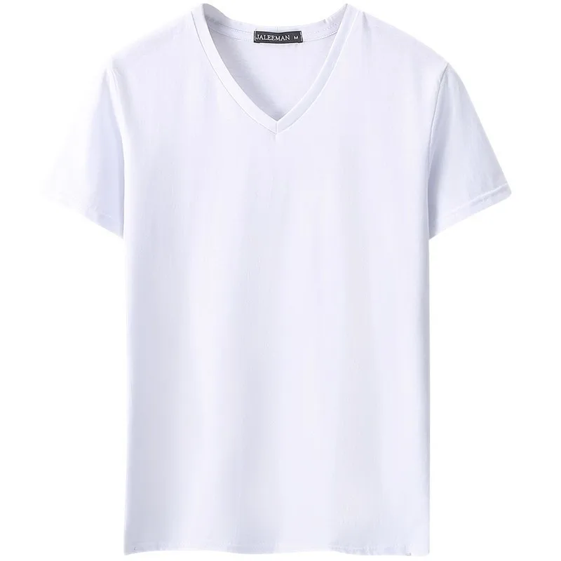 

4pcs Men T Shirt V-neck Mens T-shirts Solid Man Short Sleeve Summer Tee Boys Shirts Casual Tops Tshirt