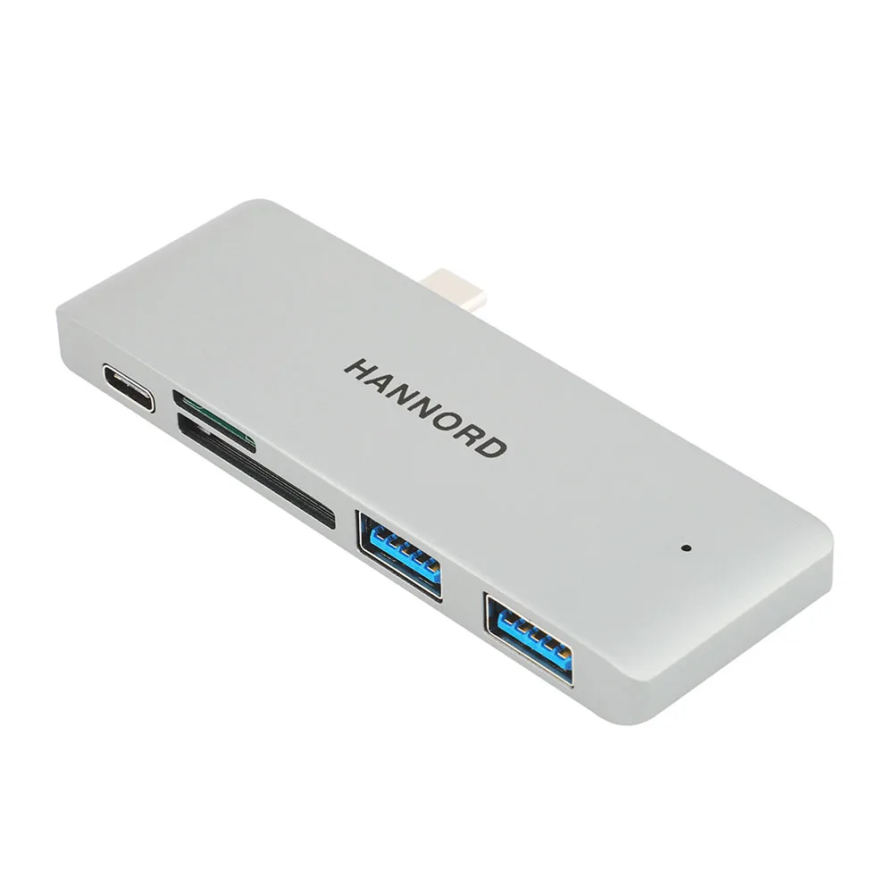 HANNORD Type-C Hub USB-C Adapter 5 Ports Type C Hub with PD charging USB 3.0 Port SD/Micro Card Reader for MacBook Pro Dock