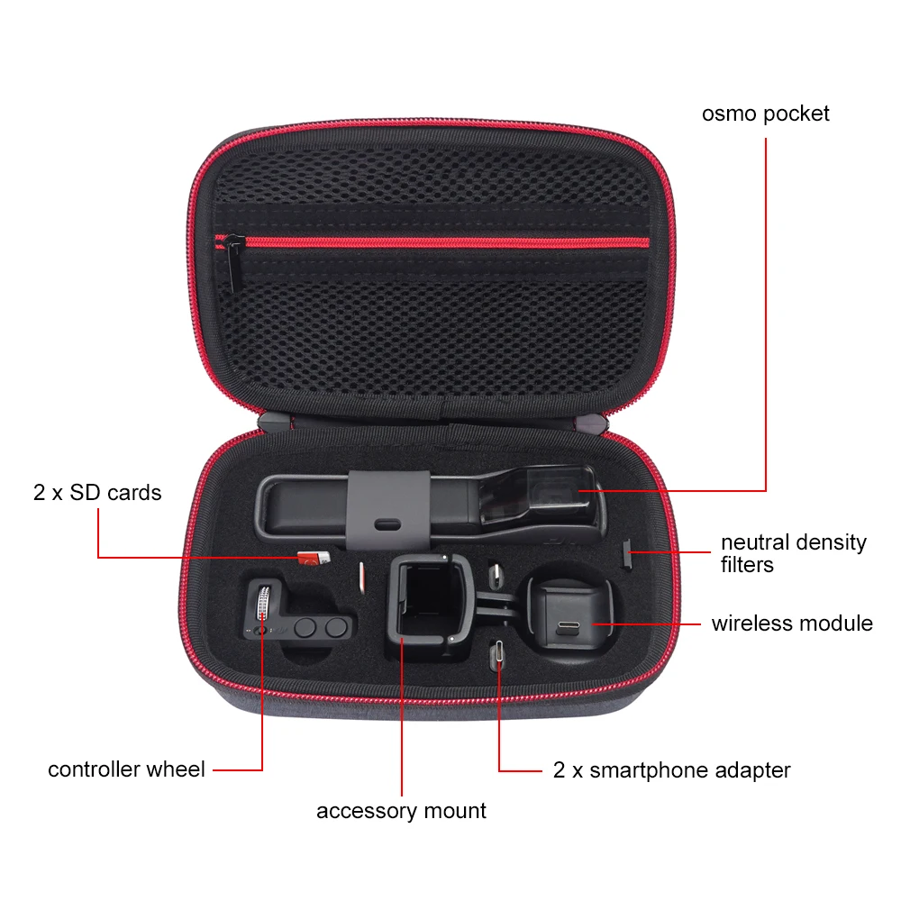 Жесткий чехол EVA для переноски DJI Osmo Pocket, защитная дорожная сумка, поставляется с крышкой объектива для ручного карданного фотоаппарата