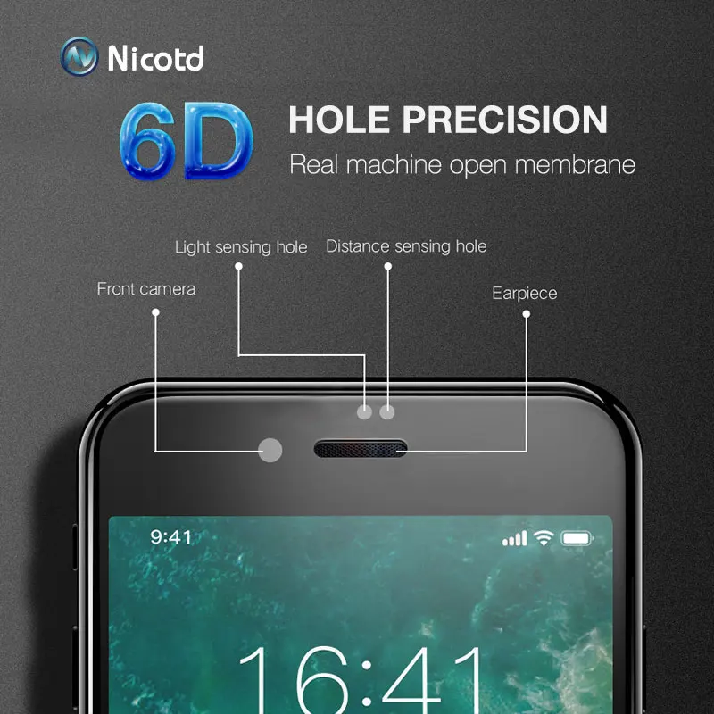 Nicott полное покрытие 6D Edge закаленное стекло для iPhone X 7 8 6 6s Plus Защита экрана 10 7Plus