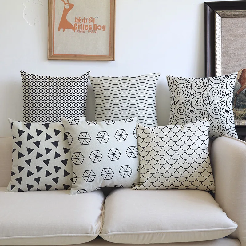 Креативный простой черный серый с геометрическим узором для дивана автомобиля