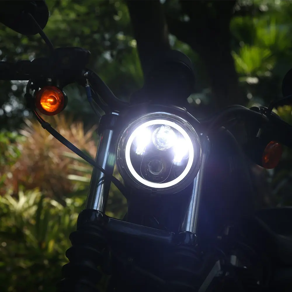 5 75 дюймовый светодиодный налобный фонарь с кольцом Ореола Белый DRL Angel eye для 883 iron