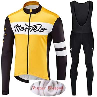 SET F Morvelo/ зимний комплект из теплого флиса с длинными рукавами, теплая одежда, Майо, ciclismo, велосипедная зимняя одежда для велоспорта Ropa de invierno - Цвет: SET F