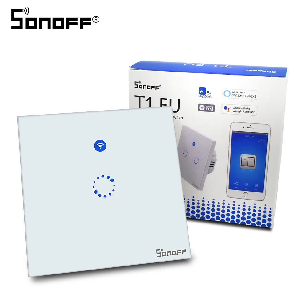 Sonoff T1 EU 1 банда беспроводной Wifi смарт переключатель настенный сенсорный/WiFi/433 RF/APP
