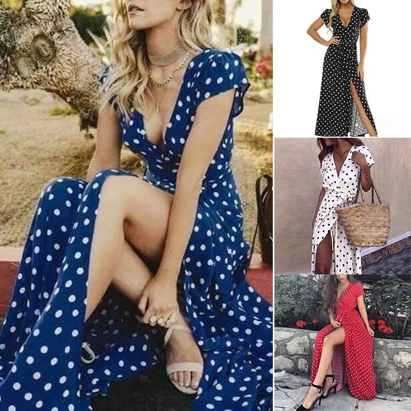 Женское Повседневное платье летнее с коротким рукавом v образным вырезом из