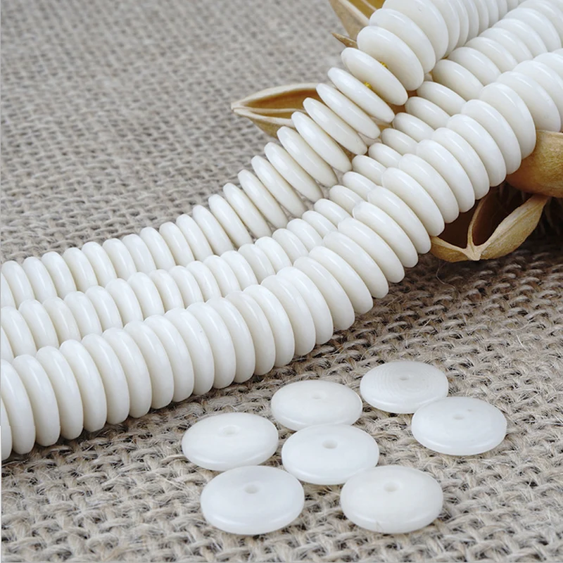 Оптовая продажа 108 шт. 5/6/8/10/12 мм белые натуральные плоские бусины Tagua с