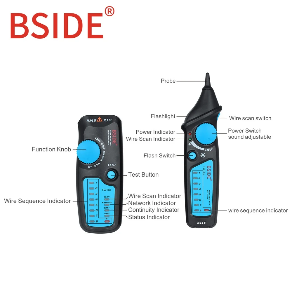 Многофункциональный ручной кабельный трекер BSIDE FWT81 RJ45 RJ11 телефонная сеть LAN ТВ