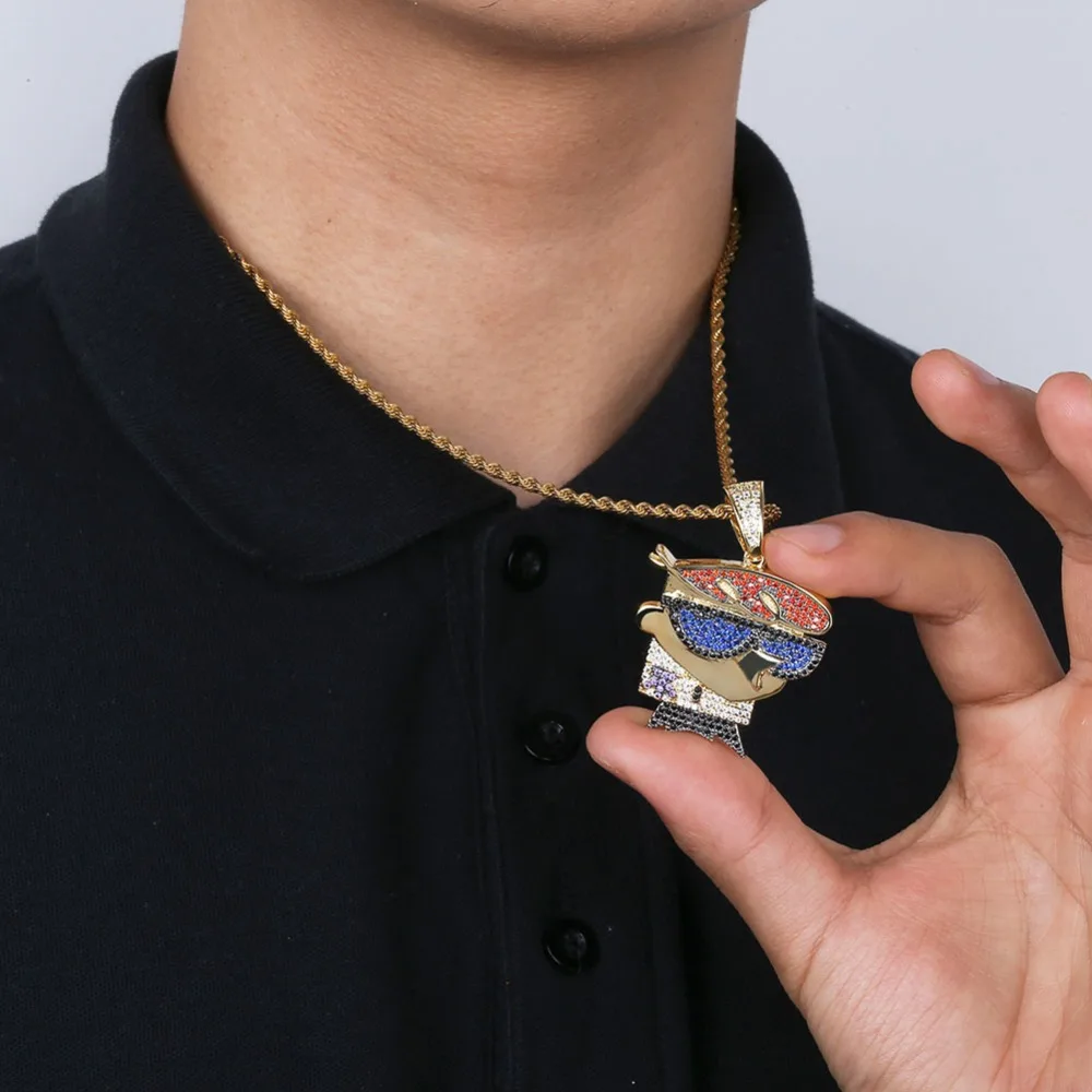 TOPGRILLZ DEXTER кулон ожерелье для мужчин Iced Out CZ цепи хип хоп/панк цвета: золотистый, Серебристый ювелирные подвески вечерние подарки