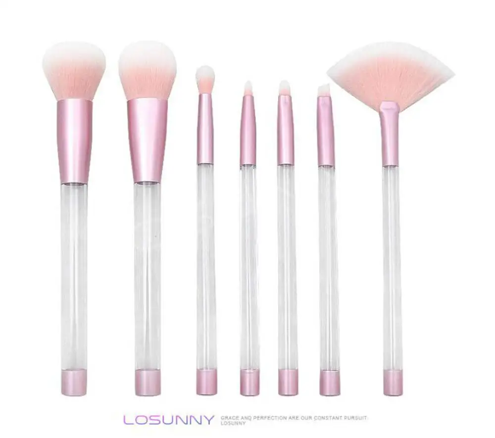 

LOSUNNY 7 Pcs Makeup Brush Sets Transparent Crystal Tubes Detachable DIY Assembly Hand On Manual perfume
