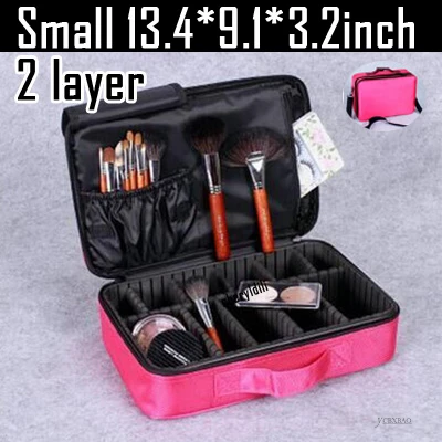 Pink Small 2 Layers YCBXBAO, фирменные профессиональные косметички, чехол, большая косметичка на молнии, чехол, сумочка, чемодан-органайзер bolca de maquiagem - Цвет: Pink Small 2 Layers