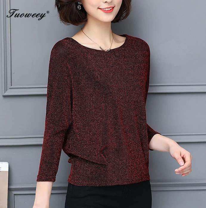 Туника OL однотонная женская рубашка Свободная блузка с рукавом летучая мышь 3/4