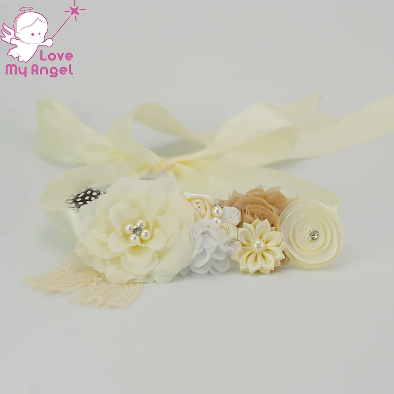 1 шт. пояс для беременных цвета слоновой кости бежевый с цветами девушки