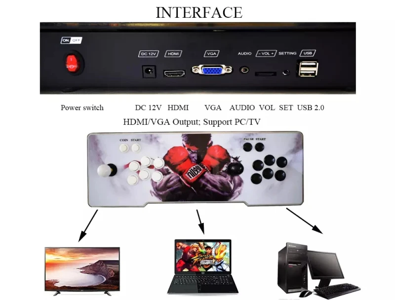 3D Pandora 2650 в 1 аркадная игровая консоль Full HD Ретро видео 2650 игровая аркадная машина двойной джойстик с паузой