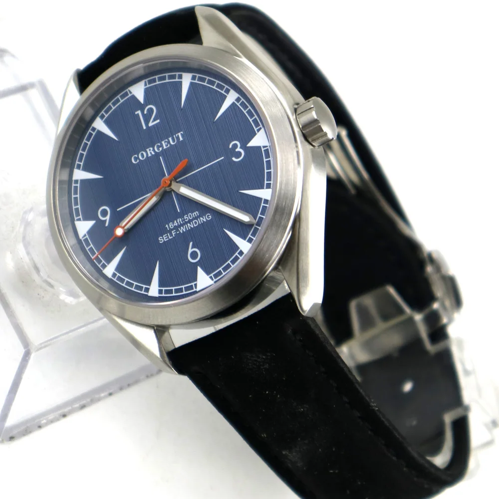 Мужские автоматические часы с голубым циферблатом и сапфировым стеклом 39