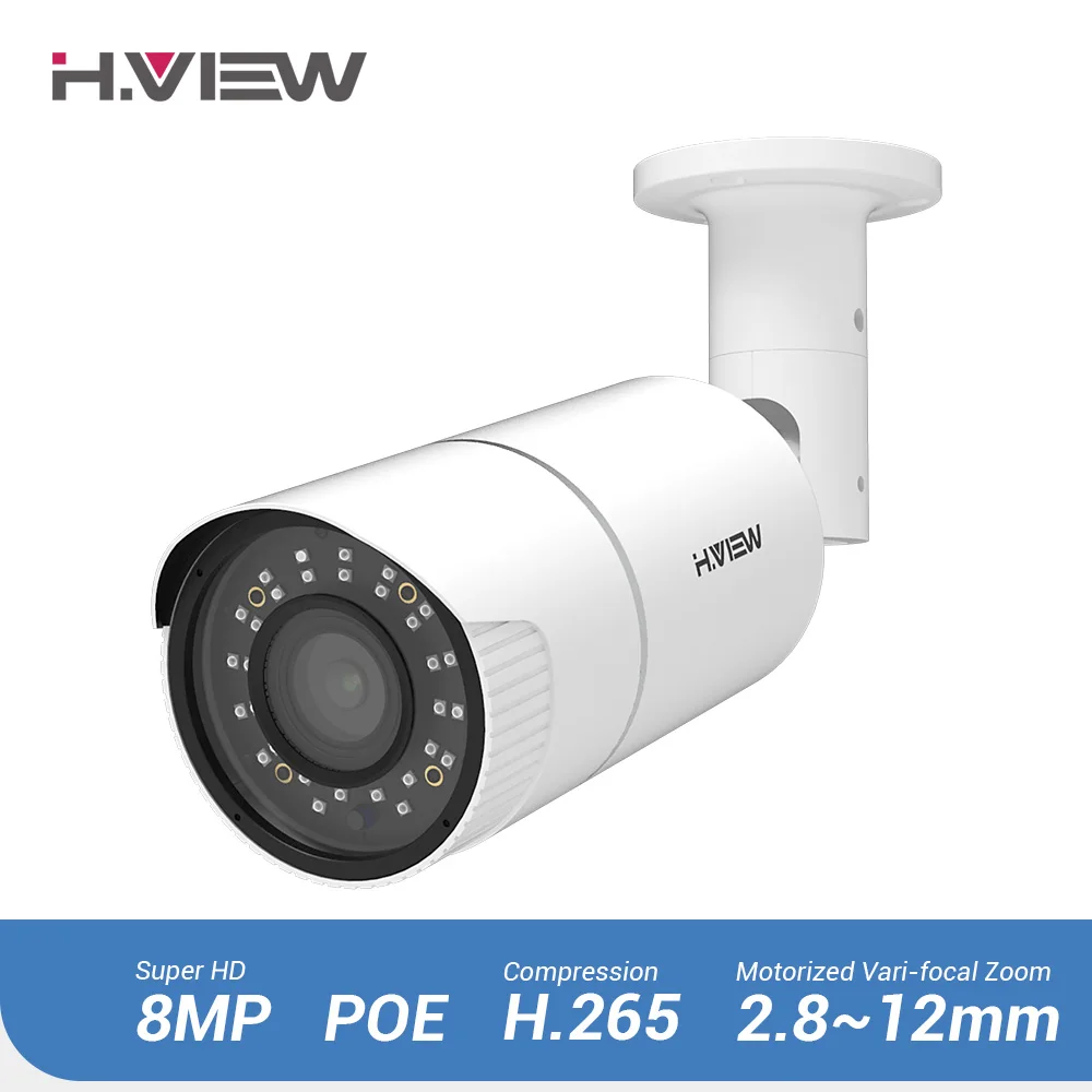 H.VIEW PoE IP камера 8mp H.265 CCTV ip камеры с питанием по POE s Металл 4X оптический зум