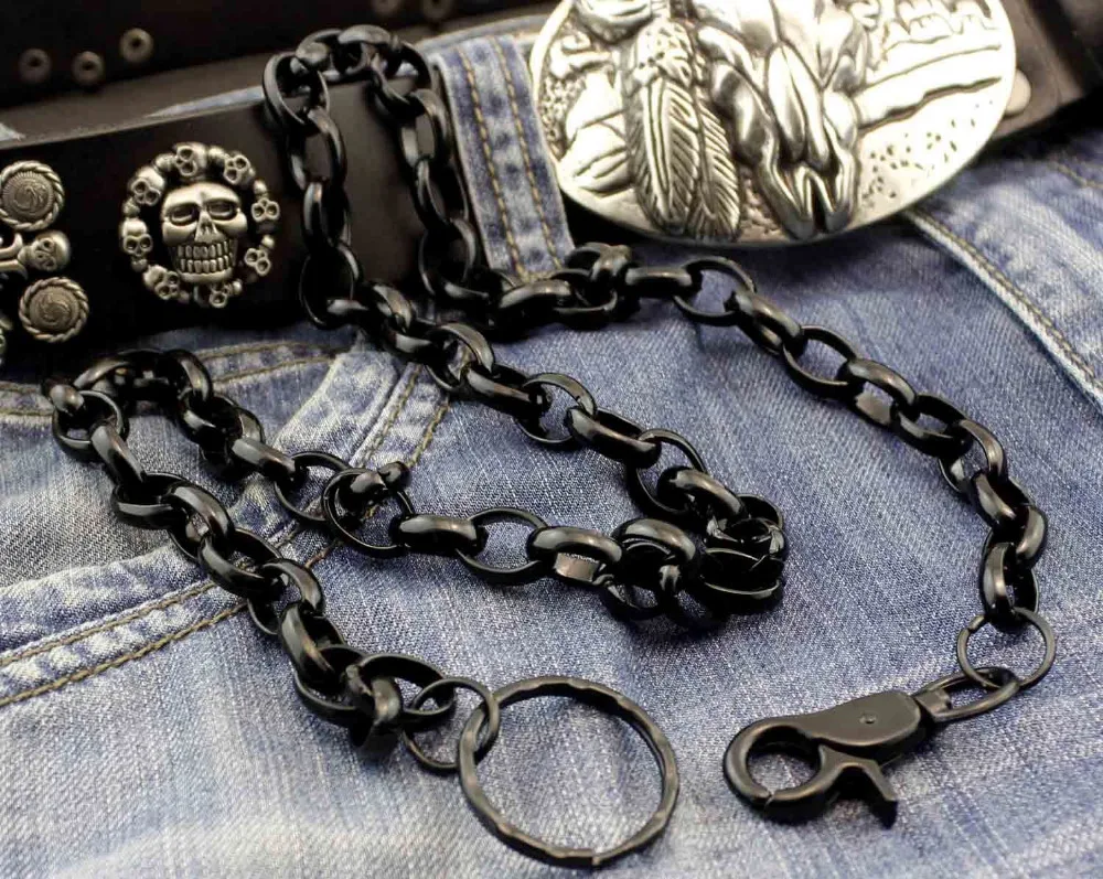 Мужское черное кольцо байкер водитель грузовика длинный противокражный кошелек