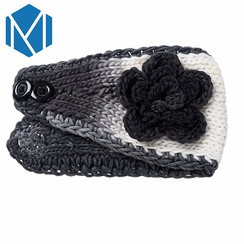 M MISM,, трендовые женские повязки, Dip цвета, модные, большой цветок, широкий, вязанный тюрбан, вязанный крючком, зимний, теплый, головной убор - Цвет: Type B