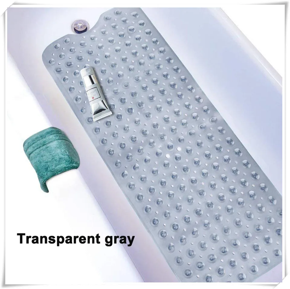 Transparent Gray MSJO Противоскользящий коврик для ванной для детей, коврик для душа, присоска для ванной комнаты, массажный Противоскользящий коврик для ванной из ПВХ 40x100 см - Цвет: Transparent Gray