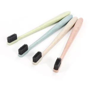 Портативная зубная щетка из пшеничной соломы, мягкая бамбуковая зубная щетка с древесным углем, очиститель языка для детей и взрослых