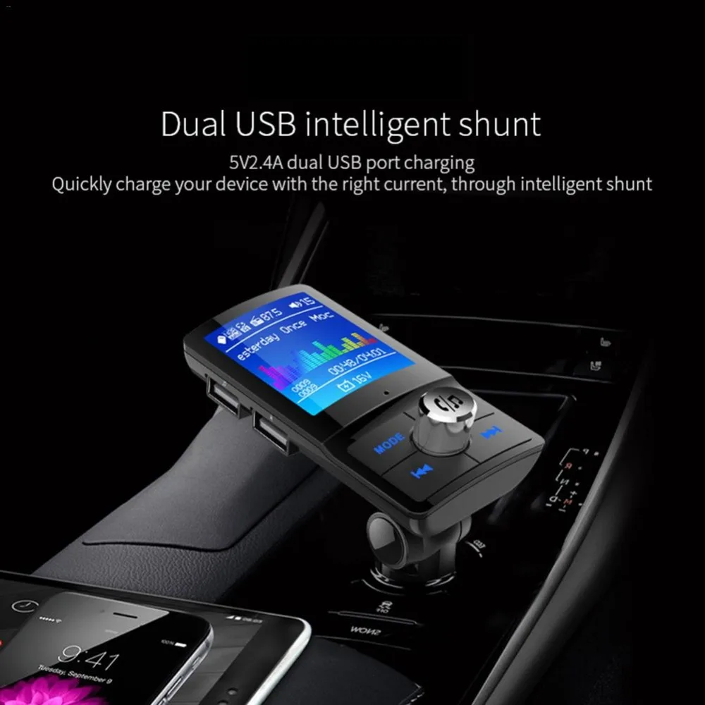 BC45 LCD Screen Display Car Bluetooth Player Wireless FM Transmitter Handsfree Car Kit MP3 Player Audio Dual USB Charger