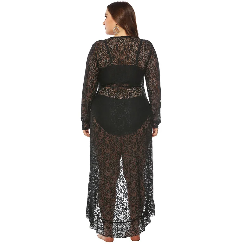 

2019 Women Summer Dress Sexy Long Sleeve Beach Dresses Elegant Lace Casual Black Midi Dress
