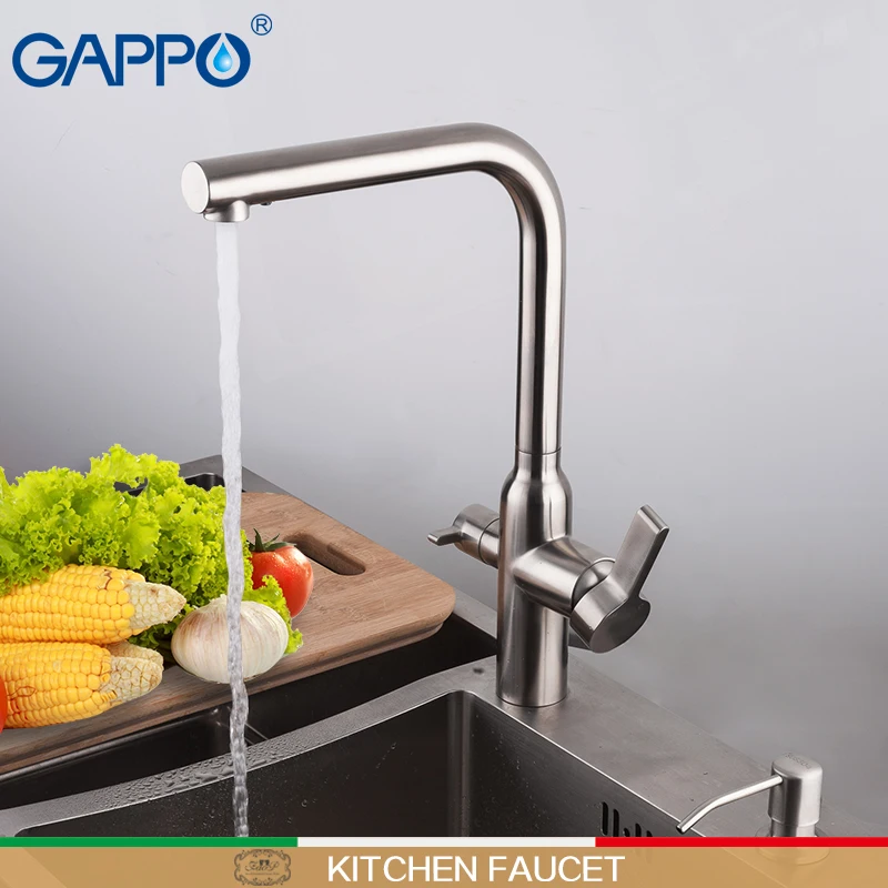 Кран для кухонной мойки GAPPO смеситель из нержавеющей стали с фильтром крепление