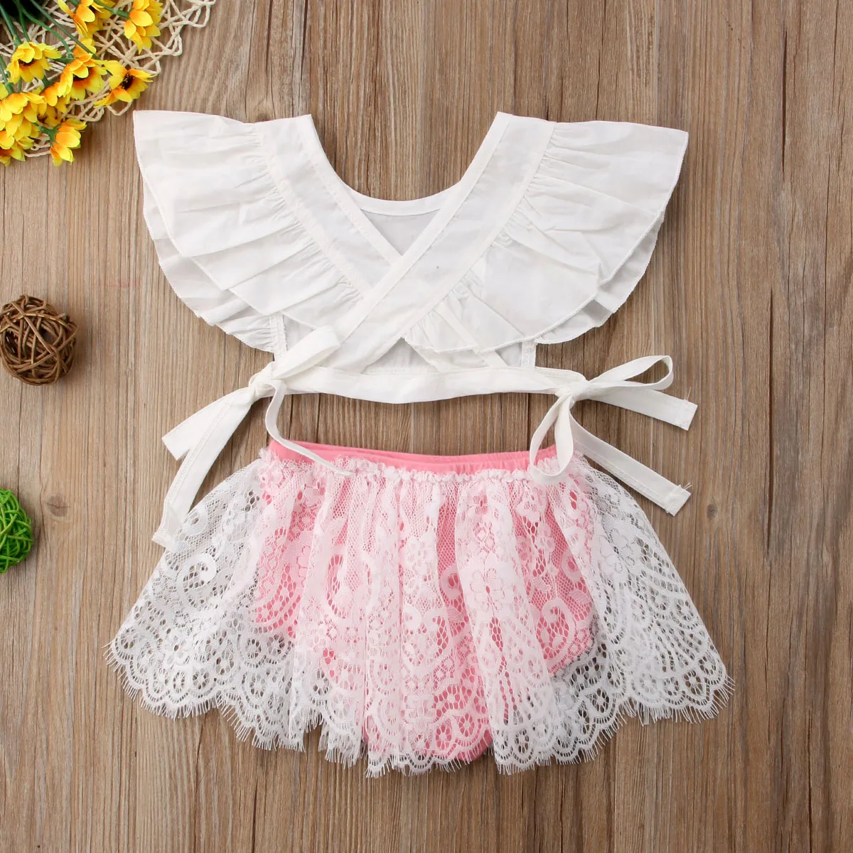 Повседневные костюмы для девочек новорожденных маленьких белый кроп Топ рубашка